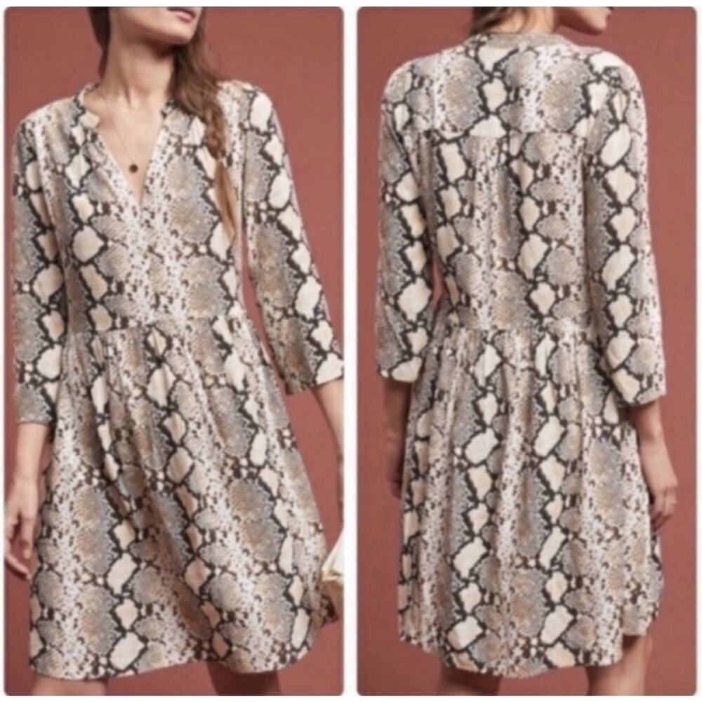 Anthropologie Maeve Women’s Juno Snake Print Tunic Dress Size Small Popover